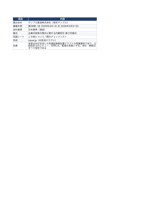 開示チェックリストの1枚目