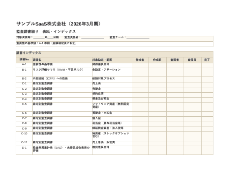 会計監査調書（IT・サブスク収益と契約負債）（表）の1枚目