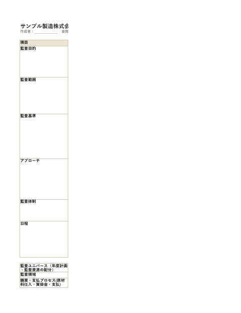 監査手続・テスト表の1枚目