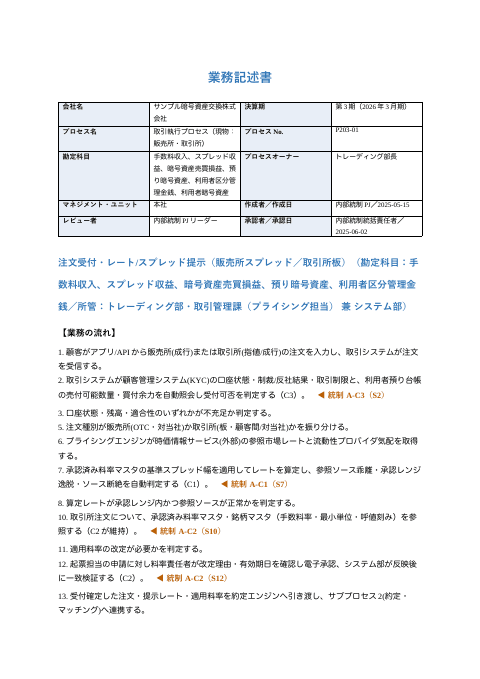 業務記述書 — P3 取引執行の1枚目