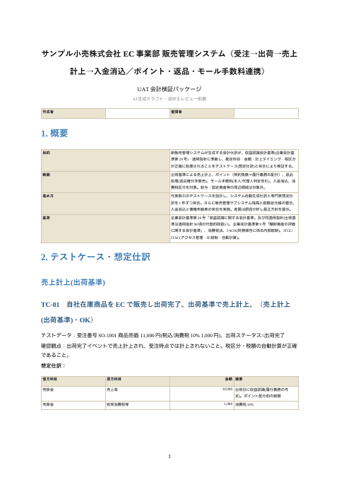 UAT会計検証（EC小売・モール取引の本人代理人判定）の1枚目