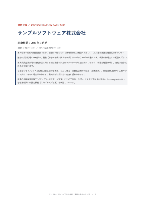 連結決算パッケージ — IT・ソフトウェア(のれん償却・持分法の損失)の1枚目