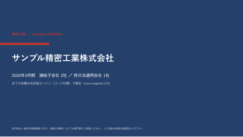 連結決算デック — 製造業(経営会議向け)の1枚目