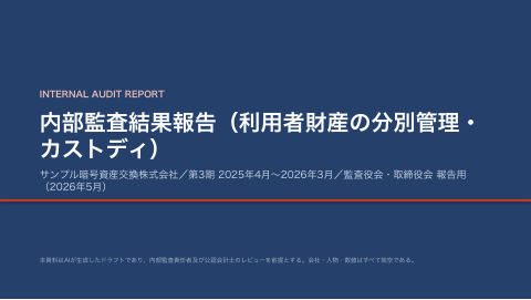 監査役会・取締役会 報告デック 分別管理・カストディ の1ページ目（サンプル）
