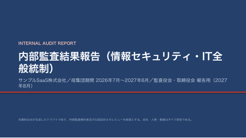 監査役会・取締役会 報告デック 情報セキュリティ の1ページ目（サンプル）
